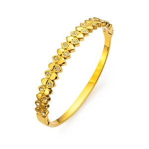 Bracelet coeur en acier inoxydable doré orné de pierres de zircon pour femmes