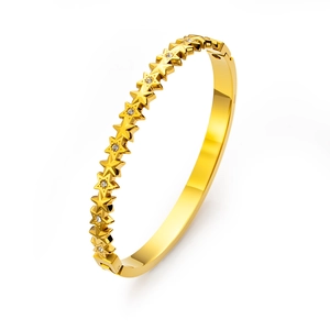 Bracelet étoile en acier inoxydable plaqué or 18K avec pierres de zircone brillantes