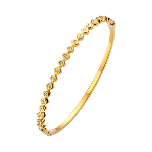 Brazalete de rombos en acero inoxidable bañado en oro de 18K con diseño geométrico