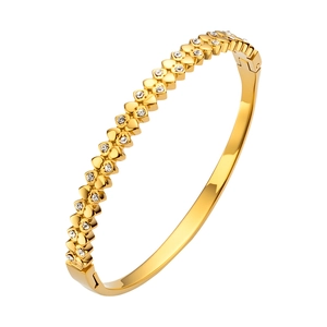 Bracciale a forma di cuore placcato oro 18 carats con pietre di zirconia scintillanti