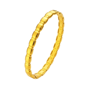 18K gold plated stainless steel bamboo style segment bangle with matte finish texture