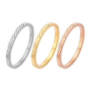 Minimalist rhombic 18k gold plated stainless steel rings in silver, gold, and rose gold