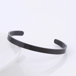 Minimalist Stainless Steel Open Cuff Bangle For Women Gold Plated Plain Mirror Polish Adjustable Fashion Jewelry Wristband