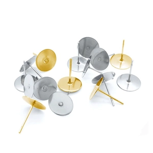 316 Stainless Steel Flat Head Earring Posts Gold Silver Rose Gold Plated DIY Jewelry Making Findings Earring Pins