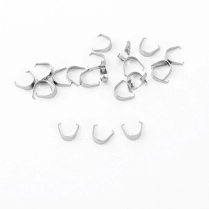 Polished silver stainless steel pinch bails for DIY jewelry necklace and pendant making