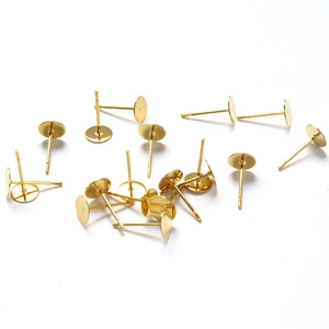 Flat head stainless steel gold plated earring pins for DIY jewelry making supplies