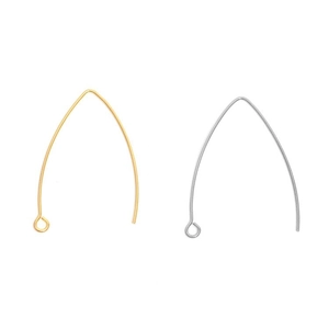 Crochets d'oreilles minimalistes en V en acier inoxydable or et argent avec boucle