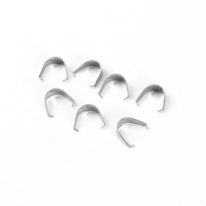 Seven silver stainless steel pinch bails for DIY jewelry necklace pendant making