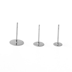 316 stainless steel flat pad earring posts in three sizes for DIY jewelry making crafts