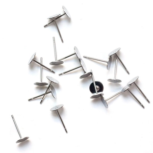 Flat pad stud earring posts in 316 stainless steel for DIY jewelry making supplies