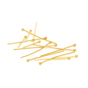 Golden stainless steel ball head pins for DIY jewelry making with polished round head finish