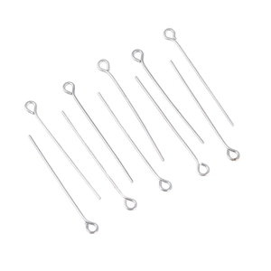Silver stainless steel eye pins and flat head pins set for jewelry DIY making