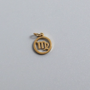 Detailed close-up of a gold-plated stainless steel Virgo zodiac pendant for DIY jewelry