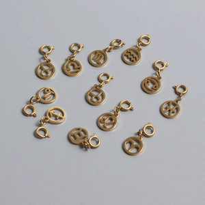 Stainless Steel 12 Zodiac Sign Pendants For DIY Jewelry Gold Plated Astrology Constellation Charms With Spring Ring Clasp