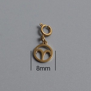 8mm gold-plated Aries zodiac charm with spring clasp for DIY jewelry making
