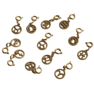Set of 12 zodiac constellation charms in gold-plated stainless steel for DIY jewelry