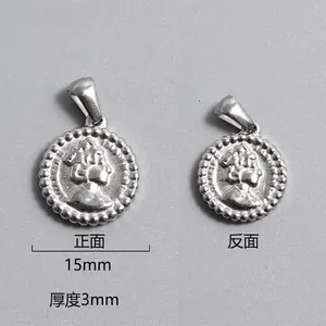Detailed front and back view of 15mm silver coin pendant with 3mm thickness