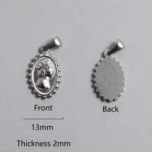 Macro view of silver Roman coin pendant showing front and back relief with 13mm width