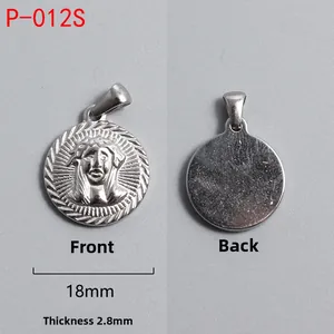 Dettagli del ciondolo in acciaio da 18 mm con rilievo di Gesù e spessore 2,8 mm
