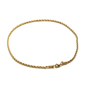 Polished gold stainless steel rope chain necklace with a secure lobster clasp