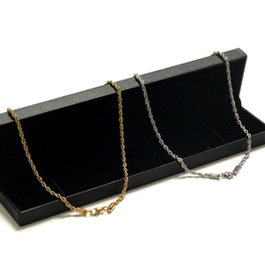 Elegant stainless steel twist rope chain necklace in gold and silver finish with lobster clasp