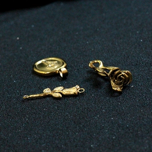 18K gold plated rose flower and coin charm pendants for DIY necklace jewelry sets
