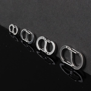 Four sizes of silver 304 stainless steel S-shaped carabiners and spring hooks
