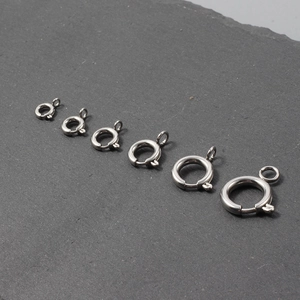 Polished silver 304 stainless steel spring ring clasps in six assorted sizes for jewelry making
