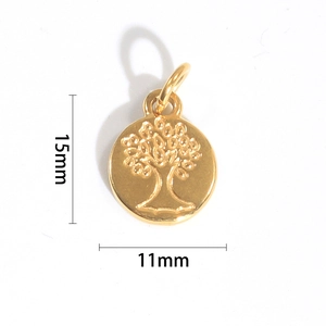 Makroansicht eines 15x11mm Gold Lebensbaum Anhängers für DIY-Schmuckzubehör