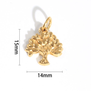 Goldener Lebensbaum Anhänger mit Abmessungen 15mm Höhe und 14mm Breite auf Weiß