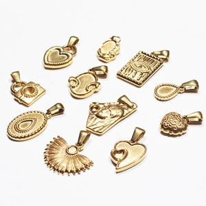 Assorted 18k gold plated stainless steel heart and sun pendants for DIY jewelry
