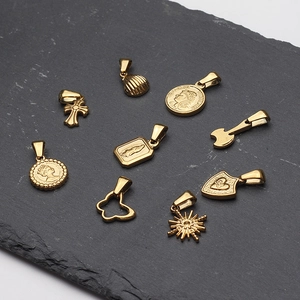 Vintage Stainless Steel Pendant Charms For Jewelry Making Retro Coin Cross Butterfly Heart Axe Gold Plated DIY Parts