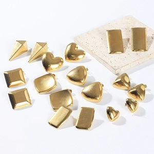 Boucles d'Oreilles Clous Géométriques en Acier Inoxydable Minimalistes Pour Femmes Plaqué Or Coeur Carré Triangle Bijoux Punk