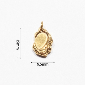 Macro detail of 15mm gold-plated lava textured heart pendant with sizing specifications