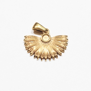 Vintage 18k gold plated stainless steel sunburst heart pendant for DIY jewelry making