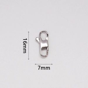 Macro shot of 16mm x 7mm stainless steel lobster clasp for jewelry making and bracelets