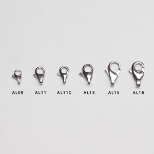 Polished 316L stainless steel lobster clasps in various sizes for DIY jewelry making