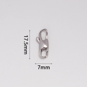 Detailed view of a 17.5mm x 7mm stainless steel lobster clasp for jewelry connectors