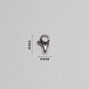 Detailed view of 9mm x 6mm polished stainless steel lobster clasp jewelry component