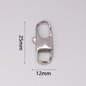 Close-up of 25x12mm stainless steel buckle with polished finish for jewelry making