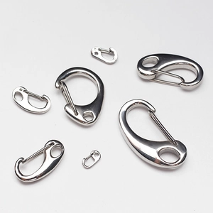 Polished 316 stainless steel spring snap hooks in various sizes for keychains