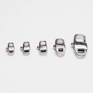 Five sizes of 316 stainless steel lobster clasps for bags and jewelry organized by scale