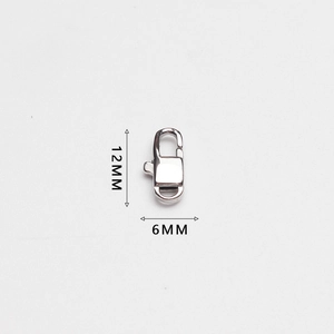 Polished 316 stainless steel lobster clasp jewelry connector measuring 12mm by 6mm