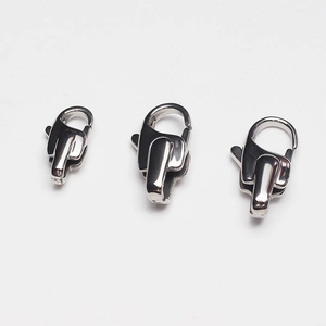 Set of three polished stainless steel lobster clasps for jewelry and accessory making