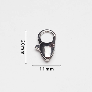 Cierre de mosquetón de corazón pulido para joyería DIY con medidas de 20mm de alto y 11mm