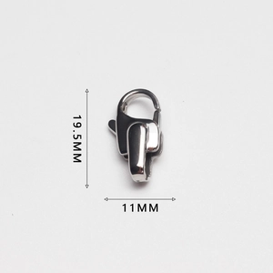 Polished 316 stainless steel lobster clasp with dimensions 19.5mm height and 11mm width