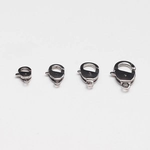 Polished 316 stainless steel lobster clasps in four sizes for jewelry making
