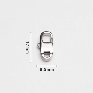 Detailed dimension view of 17mm x 8.5mm 316 stainless steel rectangle lobster clasp