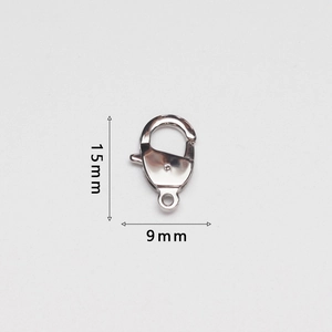 Detailed view of polished 15x9mm stainless steel lobster clasp for jewelry DIY