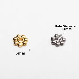 Distanziatori floreali 6mm in acciaio inossidabile oro e argento per gioielli fai-da-te